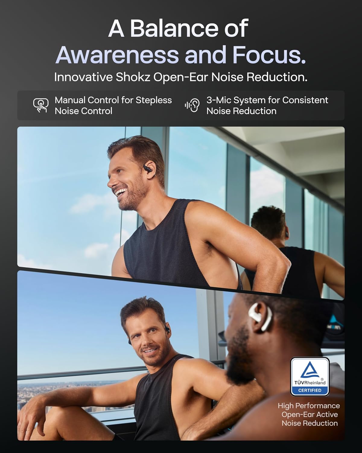 SHOKZ OpenFit Pro Wireless Bluetooth Noise-Cancelling Earbuds – Black